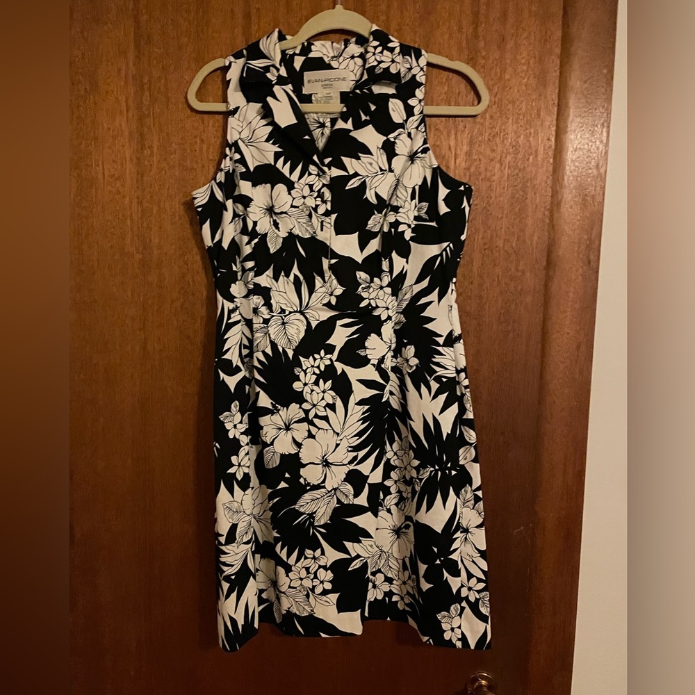 Evan Picone 12P black and white sleeveless dress
